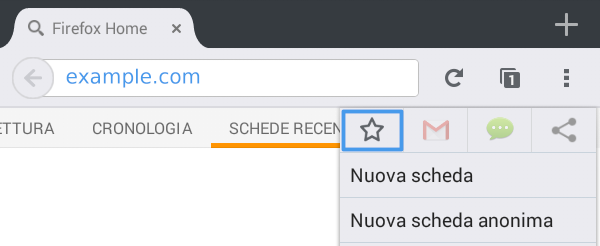 Firefox per Android Segnalibri