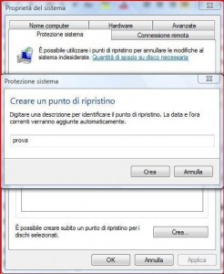 ripristino configurazione di sistema