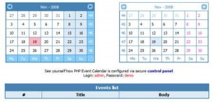 Calendario con script PHP