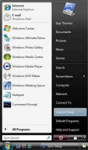Il menu “Start” di Windows Vista