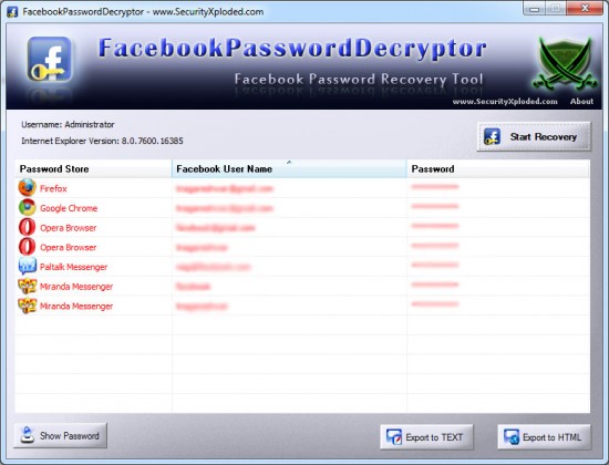 Recuperare Dati e Password Login Facebook