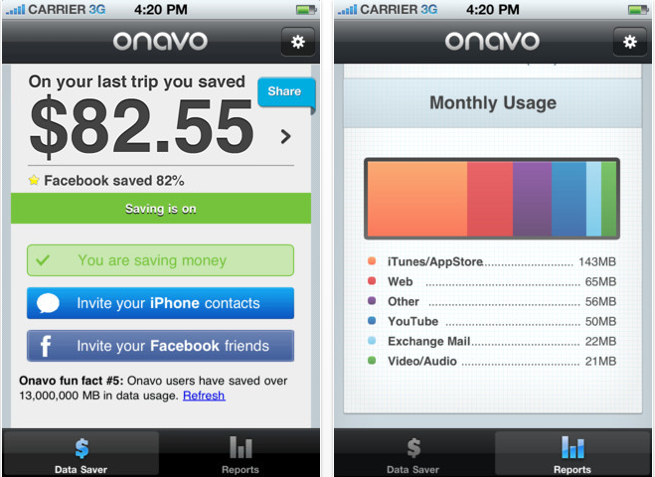 onavo come risparmiare dati iphone 3g