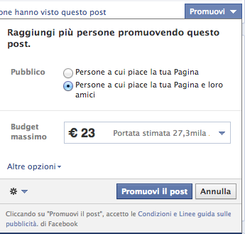 facebook come promuovere post