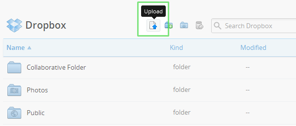 Come aggiungere file a Dropbox