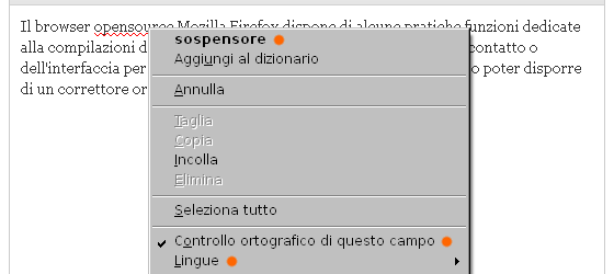 Firefox Controllo Ortografico