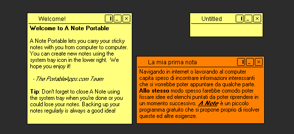 A Note, foglietti virtuali da attaccare al desktop