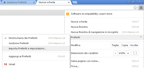 Google Chrome, importare ed esportare i segnalibri