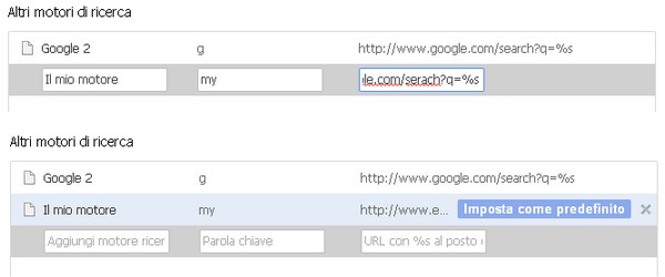 Google Chrome, cambiare motore di ricerca