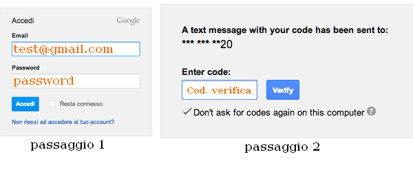 gmail due fattori