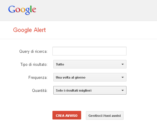 Sempre aggiornati con Google Alert