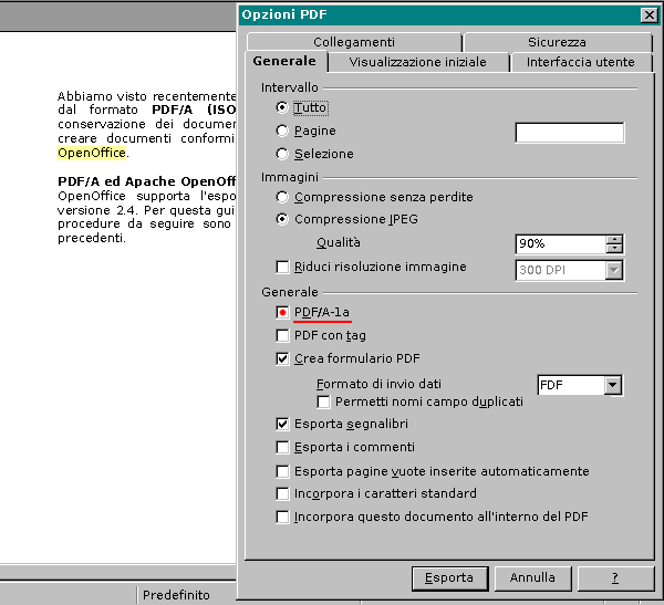 OpenOffice, come creare un file PDF/A