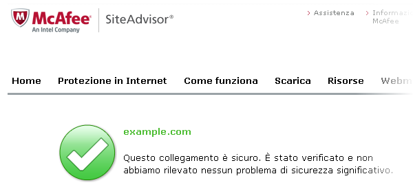 SiteAdvisor, verificare la sicurezza di un sito