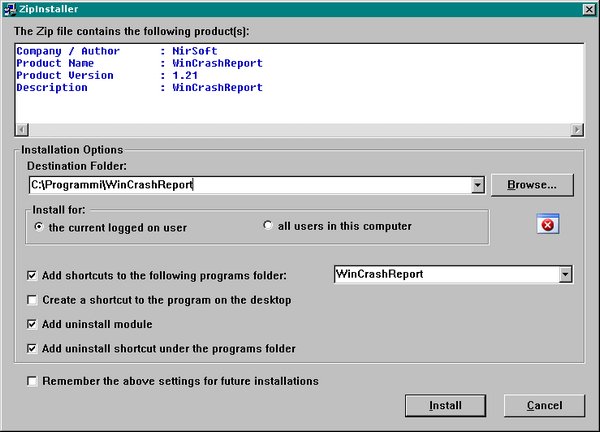 ZipInstaller, installare un programma da un archivio ZIP