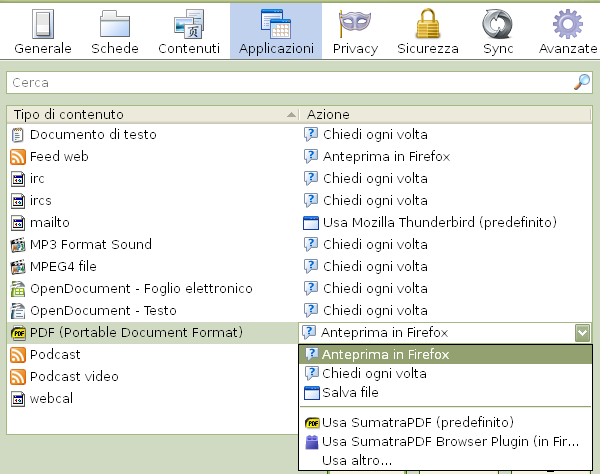 Firefox, scegliere come aprire i file PDF