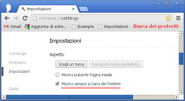 Google Chrome, visualizzare la barra dei preferiti