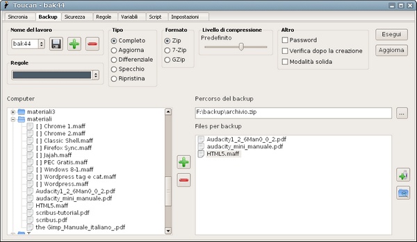 Il backup dei dati con Toucan