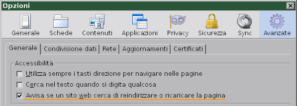 Firefox, come bloccare il redirect delle pagine