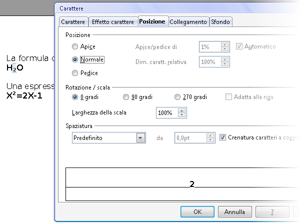 OpenOffice Writer, scrivere formule con apici e pedici