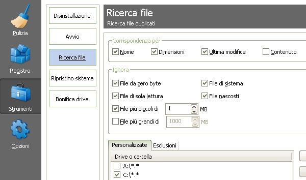 Eliminare i file duplicati con CCleaner