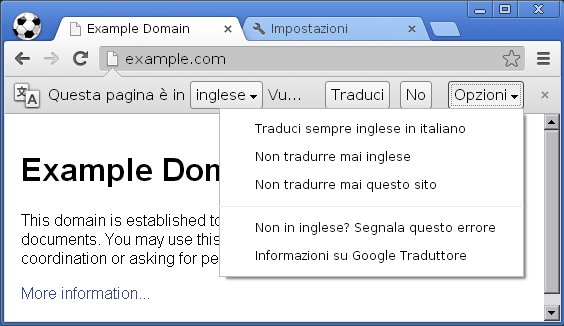 Google Chrome, disattivare la traduzione automatica dei siti