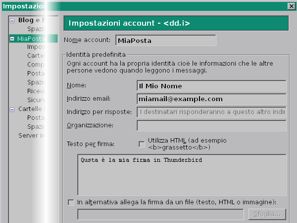 Firmare le email con Thunderbird