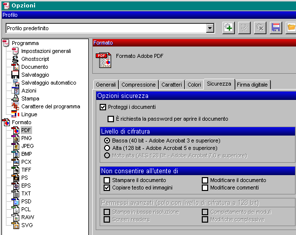 Proteggere un file PDF con PDFCreator