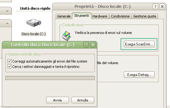 Correggere gli errori del disco rigido in Windows 7