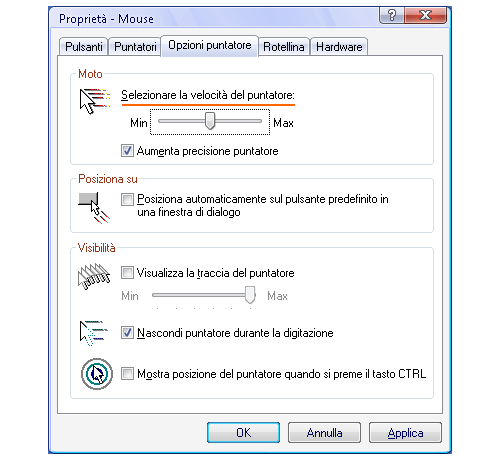 Windows 7, regolare la velocità del mouse e della rotellina