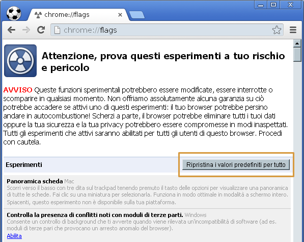 Google Chrome, come attivare le funzioni sperimentali