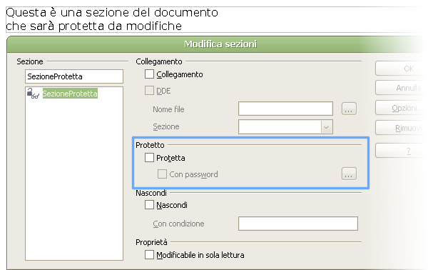 OpenOffice Writer Sezioni Protette