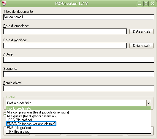 Creare PDF/A con PDFCreator