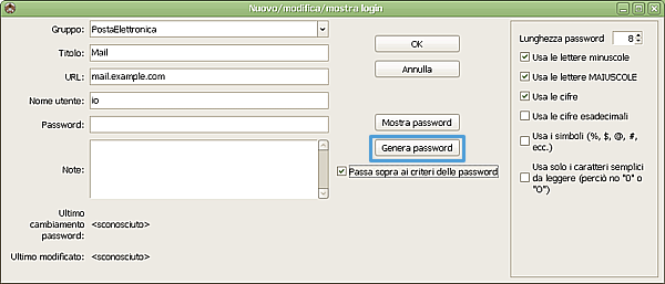 Password Gorilla, creare password casuali e robuste