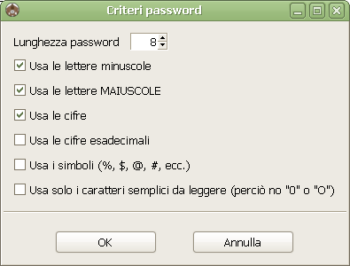 Password Gorilla Criteri