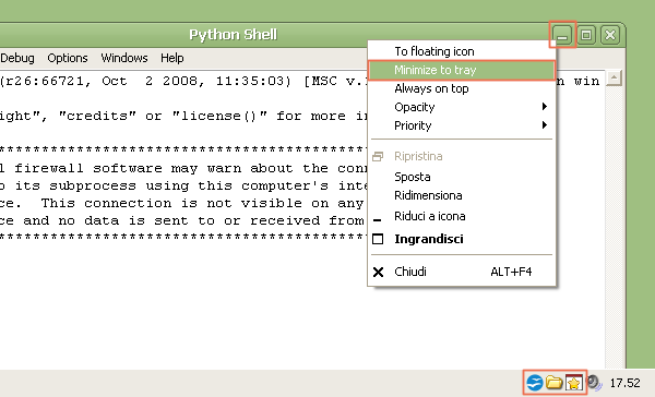 Ridurre le finestre di Windows nella System tray