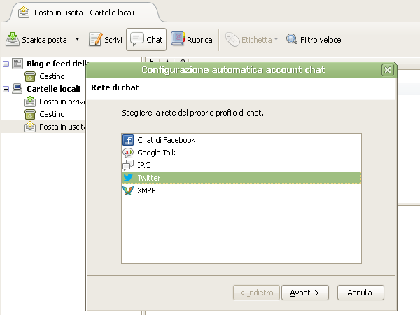 Usare Twitter con Mozilla Thunderbird