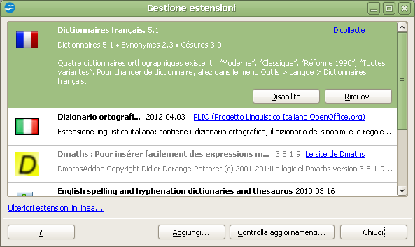 Dizionari Apache OpenOffice