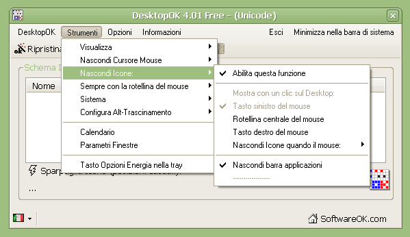 Nascondere le icone sul desktop con DesktopOK