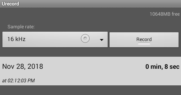 Urecord, un registratore di suoni per Android
