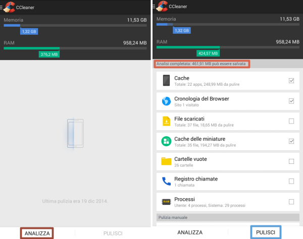 Guida a CCleaner per Android