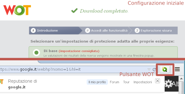 WOT per Firefox Configurazione Pulsante