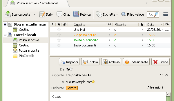 Usare le etichette su Thunderbird