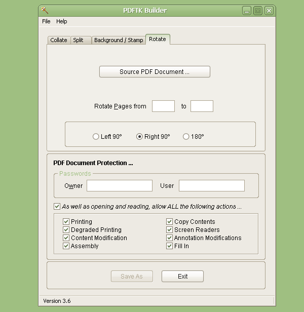 Ruotare le pagine di un PDF con PDFTK Builder
