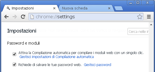 Google Chrome compilazione automatica