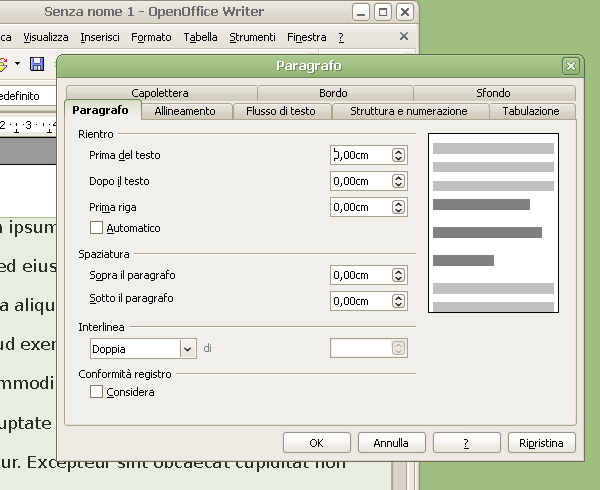 Interlinea OpenOffice Writer