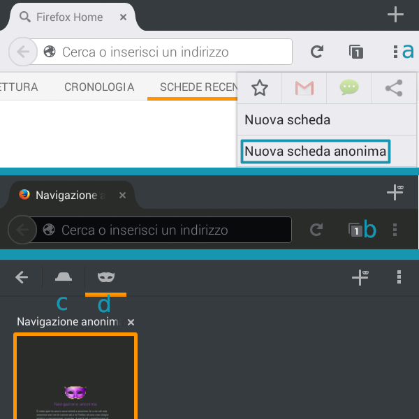 Firefox per Android navigazione anonima