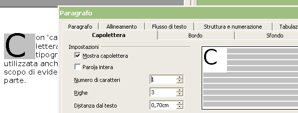 OpenOffice Witer Capolettera