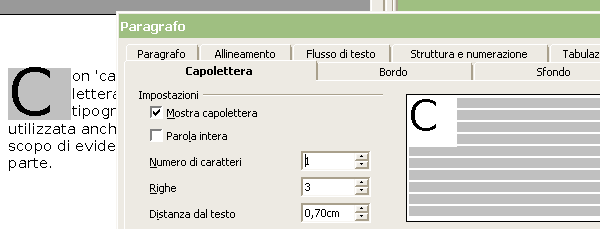 Il capolettera con OpenOffice Writer