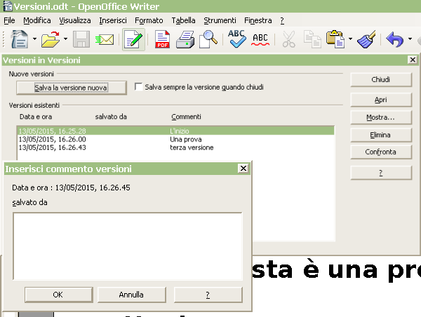 OpenOffice Versioni Documento