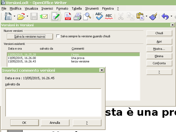 OpenOffice, conservare più versioni di un documento