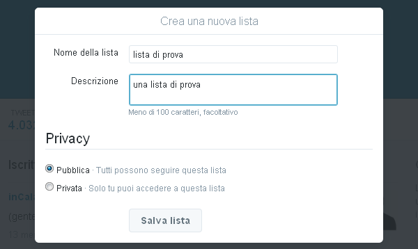 Twitter, come creare una lista